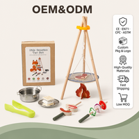 Ensemble de jeu de camping en bois personnalisé pour enfants, jouets de simulation de feu de camp et de barbecue pour tout-petits, cadeaux de jouets Montessori pour filles et garçons