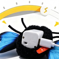 Mainan Kucing Kupu-kupu Bergetar Isi Ulang USB, Boneka Lembut Simulasi Serangga, Mainan Hiburan Anak Kucing Interaktif Otomatis