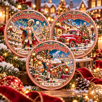 Pièce de monnaie souvenir de Noël personnalisée en cuivre pur 999 de 1 oz, motif Gnome Casse-Noisette Village de Bonbons, impression UV 3D en relief, objet de collection