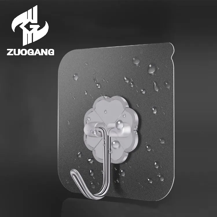Zuogang 알리바바 도매 도어 하드웨어 사용자 정의 금속 투명 강한 플라스틱 후크 접착 레일 코트 로브 벽 후크