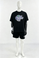 T-shirts pour hommes respirants à manches courtes col rond en tissu 100% coton 220 grammes, impression numérique Highstreet, couleur noire, taille oversize