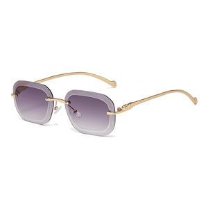 Frameless Metal <b>Sunglasses</b> With Water Ripple Trim UV400 Protection For Women Unisex Outings Cycling Driving - Product Image 5