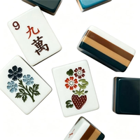 Ensemble de Mahjong Familial Américain-Juif de Luxe Moderne 2026, Motif Carreaux Bleu Foncé, 4 Joueurs, 160 Tuiles, Pliable et Résistant à l'Eau