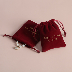 9*12cm Gold Silk Printed Wholesale Velvet Drawstring Bag Cosmetic Package Velvet Suede Jewelry Pouch Dust Gift <b>Makeup</b> Bag - Product Image 1