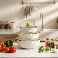 Soupière en céramique blanche de style nordique de luxe avec bordure dorée, couvercle en verre et deux poignées, grande capacité, vaisselle