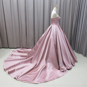 Robe de bal en satin pour mariée, robes de soirée sexy, robes de cérémonie plissées Mz0002 - Product Image 5