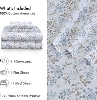 OEM Convient aux matelas jusqu'à 16 pouces de profondeur, antistatique, conforme aux normes nationales, imprimé, 100% coton biologique, ensemble de draps personnalisés à motifs floraux