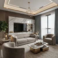 Ensemble de canapés en tissu incurvé de luxe, mobilier moderne de luxe pour salon et appartement