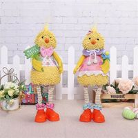 Adorable poulet de Pâques lumineux en peluche, lot de 2, poupée lumineuse LED chaude pour la décoration de table de printemps à la maison
