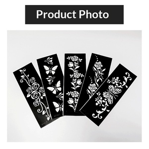 En gros, pochoir de tatouage éphémère ajouré pour animaux de compagnie, motif floral style Ins, pochoir autocollant de tatouage <span class=keywords><strong>Hanna</strong></span> - Product Image 4