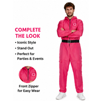 Combinaison de costume inspirée des calmars, fabrication sur mesure, vente en gros, unisexe adulte, polyester rose