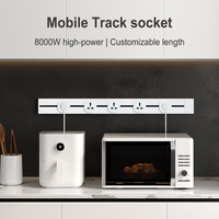 Prise d'installation de cuisine mobile sur rail Prise circulaire standard EU US UK avec voyant LED Alimentation noire