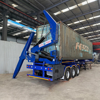 Semi-remorque porte-conteneurs à 3 essieux avec élévateur latéral pour conteneurs de 20 et 40 pieds, logistique portuaire, chargement, déchargement, livraison et transport