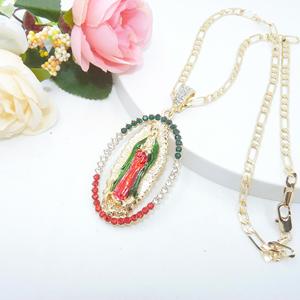 <span class=keywords><strong>Guadalupe</strong></span> Collar Rhinestone Tricolor De <span class=keywords><strong>La</strong></span> Joyeria Mexicana Santa María Nuestra Señora De <span class=keywords><strong>Guadalupe</strong></span> 14K Oro Laminado Collar - Product Image 2