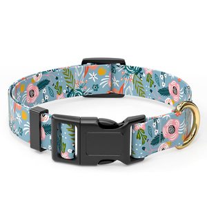 Benutzer definierte Gummi Label Logo Luxus Haustier Zubehör Robustes Polyester Nylon Gurtband Druck Hunde halsband - Product Image 5