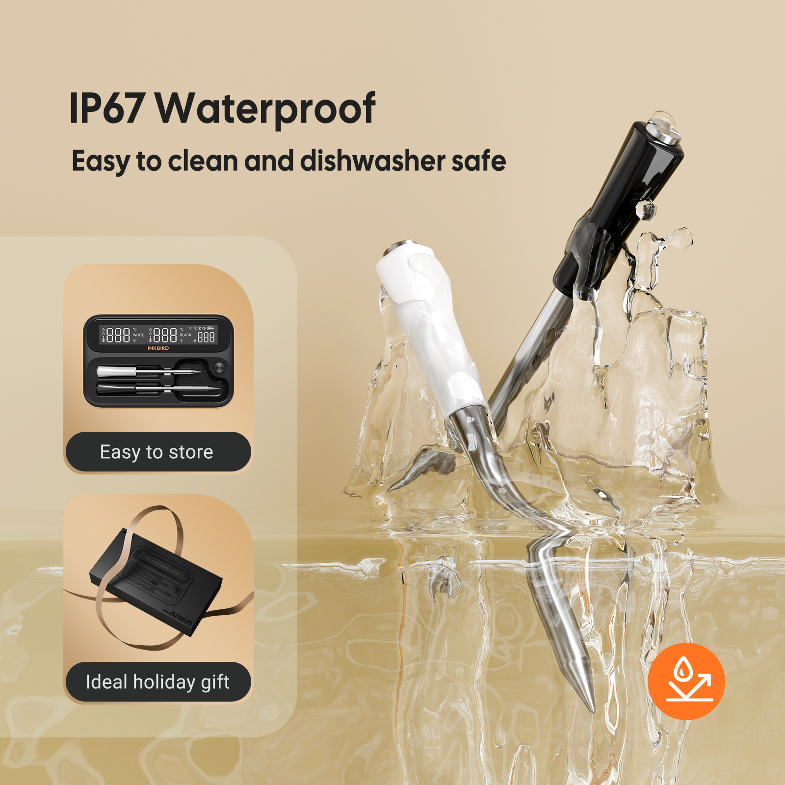 INKBIRD Thermomètre Double Sonde Bluetooth/WiFi - Thermomètre à Viande Sans Fil Pour Four Et BBQ