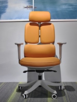Accoudoir inclinable orange à dossier haut de gamme confortable réglable ergonomique patron exécutif ordinateur bureau chaise en cuir