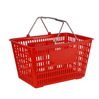 Panier de courses en plastique à double poignée, capacité 30L, durable, facile à transporter