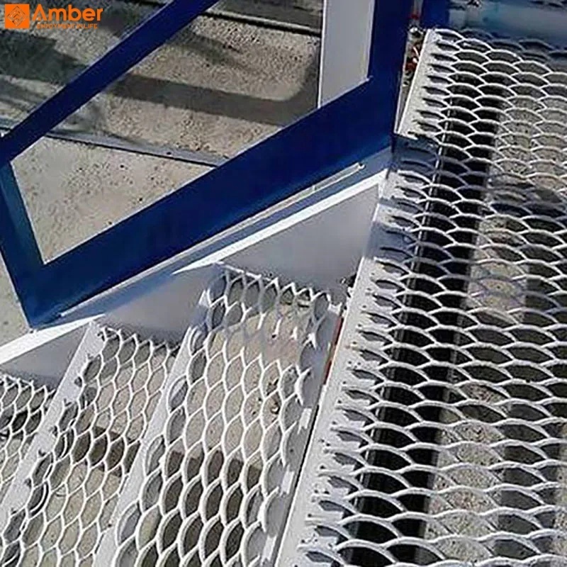 Custom PVDF Coated Aluminum Expanded Metal Mesh Stretched Cloth for Building Staircase Balustrade Panels