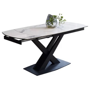 Mesa de comedor larga y estrecha multifuncional, mesa de comedor extensible de piedra - Product Image 2
