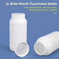 Botol HDPE Berfluorinasi 2 Liter dengan Leher Besar, Wadah Kemasan Plastik dengan Tutup Anti Bocor dan Anti Maling untuk Lem dan Pelarut