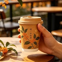 Lot d'emballages à emporter personnalisés avec logo, gobelets à café à double paroi, porte-sacs en kraft, pour cafés, boulangeries, restaurants et usines