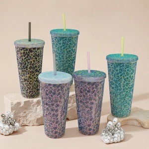 Gobelet à paille <span class=keywords><strong>Disney</strong></span> certifié FAMA, 24 oz, motif léopard multicolore, avec strass, idéal pour les festivals, sûr, écologique et réutilisable - Product Image 2