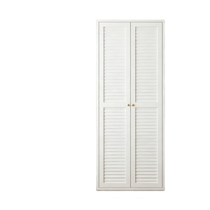 Libreria da terra <span class=keywords><strong>in</strong></span> <span class=keywords><strong>ferro</strong></span> <span class=keywords><strong>battuto</strong></span> <span class=keywords><strong>bianco</strong></span> con doppie ante a persiana, ripiani regolabili, resistente a polvere e umidità per l'organizzazione domestica - Product Image 1