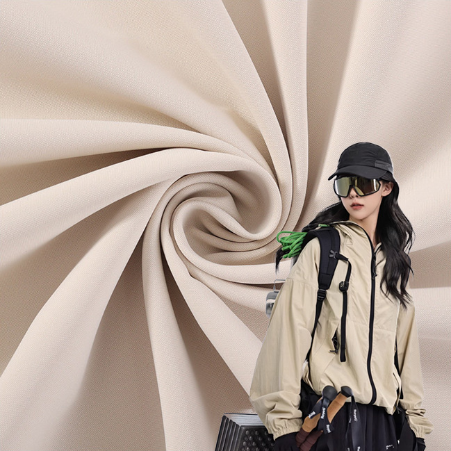 Trending 100% Polyester Pongee Waterproof Fabric 75D Double Wrap&Weft Full Dull Stretch for Outdoor Jackets and Garments