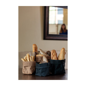 Set di quattro contenitori portaoggetti in pelle Panera Tex, colore grigio scuro, design con coperchio pieghevole - Product Image 2