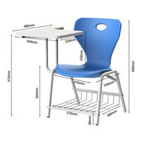 Chaise d'écriture moderne en plastique pour étudiants, avec tablette intégrée, idéale pour la maison, le bureau et l'école - Vente en gros usine
