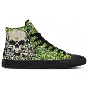Chaussures en toile tendance personnalisées, style montantes pour la marche, vulcanisées avec clous <span class=keywords><strong>argent</strong></span>és, OEM ODM, chaussures décontractées de skate pour hommes - Product Image 3