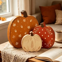 Ensemble de 3 décorations d'automne en bois en forme de citrouille, idéal pour les tables à manger, les cheminées, les étagères et les décorations de Thanksgiving au bureau