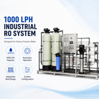 Système de purification d'eau RO industriel monté sur châssis de 1000 LPH pour l'eau de processus d'usine