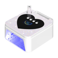 Lampe à ongles UV LED rechargeable en forme de cœur rose diamant 54W sans fil avec base amovible pour séchage de vernis gel