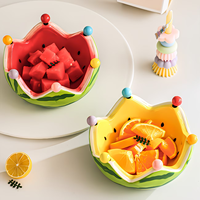 Bol à fruits en céramique en forme de pastèque et ensemble de fourchettes à fruits pour la table basse du salon