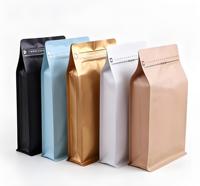 Sacs à café imprimés sur mesure avec valve, fond plat, pochette à café réutilisable, fermeture éclair latérale, sacs d'emballage de qualité alimentaire, pochette pour grains de café