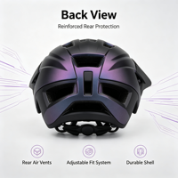 Casque de VTT CE EN1078 pour adulte, violet et noir, léger, ventilé, visière détachable, feu arrière LED, pour le cyclisme urbain