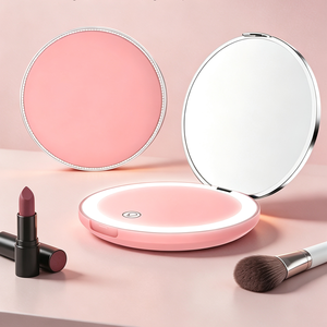 LED Makeup <b>Mirror</b> Wireless Charging <b>Compact</b> Vanity <b>Mirror</b> Foldable Round Beauty <b>Mirror</b> for Travel Bathroom - Product Image 3