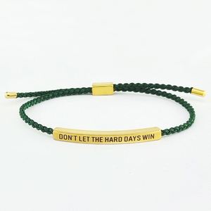 Joyería de inspiración de moda, regalo para mujeres y hombres, pulsera de cuerda trenzada ajustable con letras grabadas: NO DEJES QUE LOS DÍAS DIFÍCILES TE VENCAN - Product Image 1