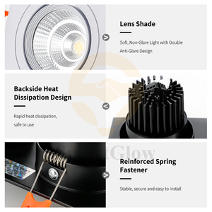 AC85V-265V 3W-30W 扁平方形框架射灯 COB 双头嵌入式 <span class=keywords><strong>LED</strong></span> 天花射灯 筒灯 万向方形筒灯 - Product Image 6