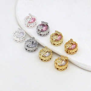 Cuentas Espaciadoras con Diseño de Mariposa Floral, Chapadas en Oro de 18k, con Diamantes de Imitación, Accesorios de Joyería DIY D176 - Product Image 4