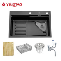 Évier de cuisine professionnel YINGTAO contemporain à encastrer, cuve unique, en acier inoxydable 201/304 poli, garantie 5 ans