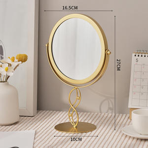 Espejo giratorio de lujo ligero para dormitorio de estudiantes, espejo de tocador para el hogar, artesanías de Metal, maquillaje de escritorio, espejo de belleza, dormitorio de pie - Product Image 6