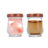 Pot en verre vide résistant à la chaleur, motif nid d'oiseau, 50ml - 100ml, avec couvercle métallique, pour pudding de poisson, confiture, lait