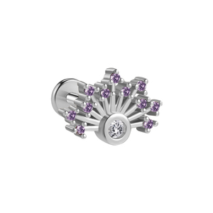 Gioielli per Piercing a elica in acciaio inossidabile placcato <span class=keywords><strong>argento</strong></span> filo interno Cz perno sul retro piatto - Product Image 4