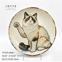 Assiette en céramique Joyye personnalisée de 6 pouces avec motif mosaïque chat, impression numérique, assiette photo personnalisée pour animal de compagnie, pour décoration intérieure et cadeau