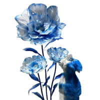 Aangepaste Handgemaakte Moderne Grote Blauwe Kunstbloemen Eva Papier Voor Bruiloft Bloemenontwerp Rekwisieten En Winkelcentrumkasten