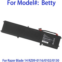 Batterie d'ordinateur portable de qualité Betty pour Razer Blade 14 RZ09-0102 RZ09-0116 RZ09-01161E31 RZ09-0130 RZ09-01301E20 11.4V 71.04WH