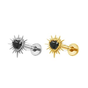 Clous d'oreille en alliage de titane, design épée, cœur, aile, certifiés ASTM F136, bijoux de piercing pour cartilage, boucles d'oreilles unisexes - Product Image 5
